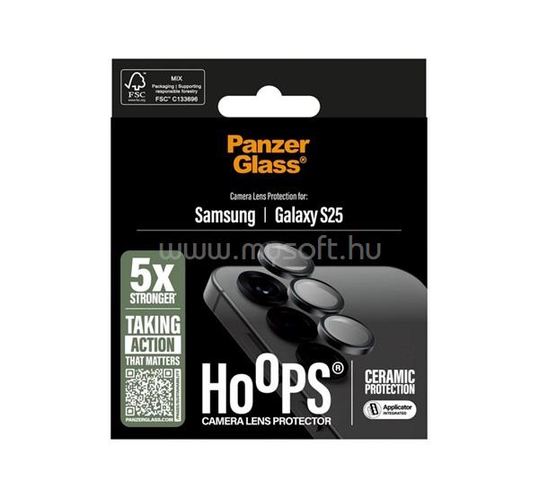 PANZERGLASS Samsung S25 HOOPS CERAMIC kameravédő üveg 9H + segédkeret ÁTLÁTSZÓ