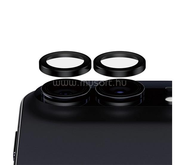 PANZERGLASS iPhone Duo PANZERGLASS HOOPS CERAMIC kameravédő üveg 9H + segédkeret FEKETE