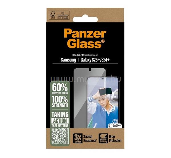 PANZERGLASS Samsung S25 Plus PANZERGLASS képernyővédő üveg 3D, 9H, ÁTLÁTSZÓ