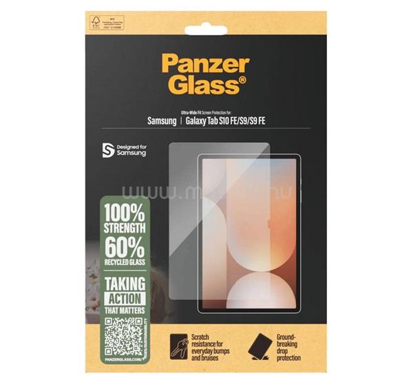 PANZERGLASS Samsung Tab S10 FE WIFI / Tab S10 FE LTE / Tab S9 FE LTE képernyővédő üveg 3D, 9H, ÁTLÁTSZÓ