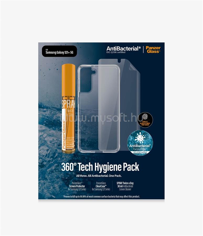 PANZERGLASS Samsung Galaxy S21+ Hygiene Pack (TPU, ClearCase, 30 ml Spray)