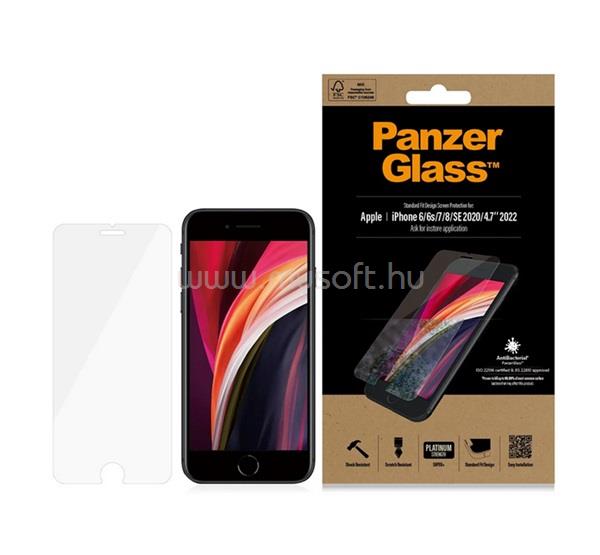 PANZERGLASS iPhone SE 2 (2020) STANDARD FIT ANTIBACTERIAL képernyővédő üveg karcálló, antibakteriális, ÁTLÁTSZÓ