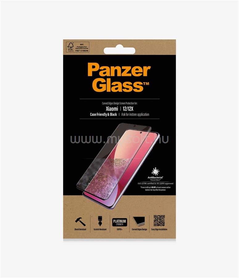 PANZERGLASS Xiaomi 12/12x Case Friendly, Black AB fólia