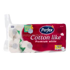 PERFEX Toalettpapír 3 rétegű kistekercses 100% cellulóz 180 lap/16 tekercs/csomag Premium Cotton Like Boni hófehér PERFEX_59998 small