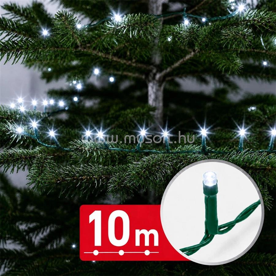PHENOM FÉNYFÜZÉR, 10 M, HIDEGFEHÉR, 200 LED, 100-240V, 6W, ZÖLD KÁBEL