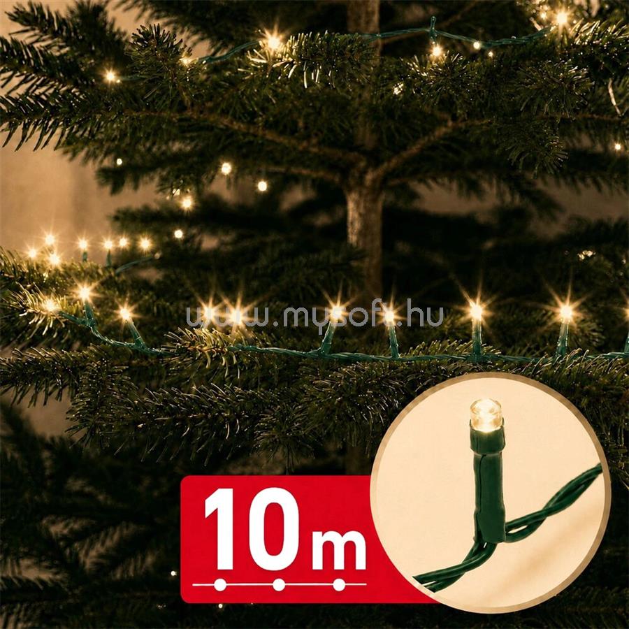 PHENOM FÉNYFÜZÉR, 10 M, MELEGFEHÉR, 200 LED, 100-240V, 6W, ZÖLD KÁBEL