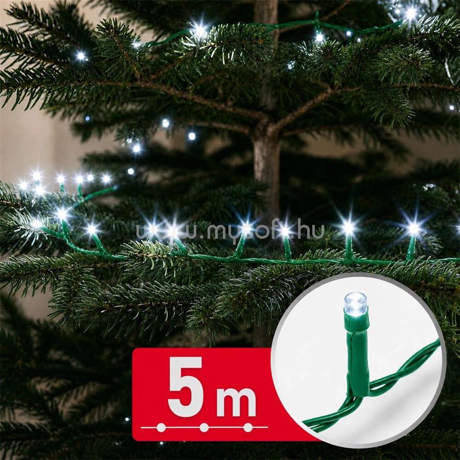 PHENOM FÉNYFÜZÉR, 5 M, HIDEGFEHÉR, 100 LED, 100-240V, 6W, ZÖLD KÁBEL