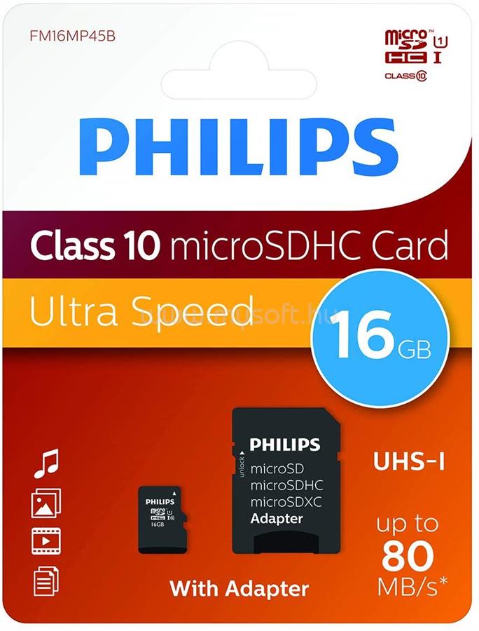 PHILIPS 16Gb microSDHC Class 10 UHS-I U1