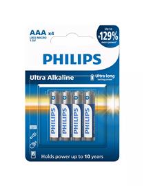 PHILIPS Alkáli 1.5V AAA Ceruza elem ExtremeLife+Ultra 4db LR03E4B/10 small