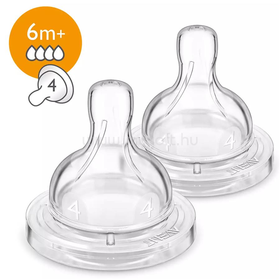 PHILIPS Avent Classic+ SCF634/27 2 x gyors folyású, 4 lyukú pótcumi 6h+