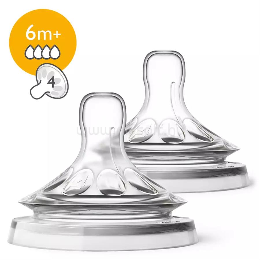 PHILIPS Avent Natural SCF044/27 2 x gyors folyású, 4lyukú pótcumi 6h+