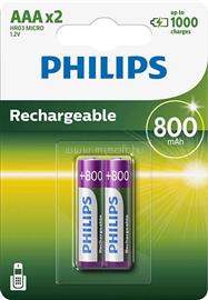 PHILIPS ELEM TÖLTHETŐ AAA 800 mAh 2-BLISZTER R03B2A80/10 small
