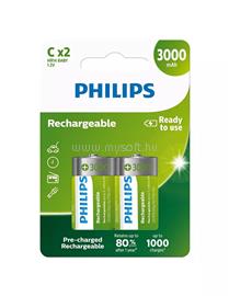 PHILIPS ELEM TÖLTHETŐ R14 "C" 3000mAh 2-BLISZTER R14B2A300/10 small