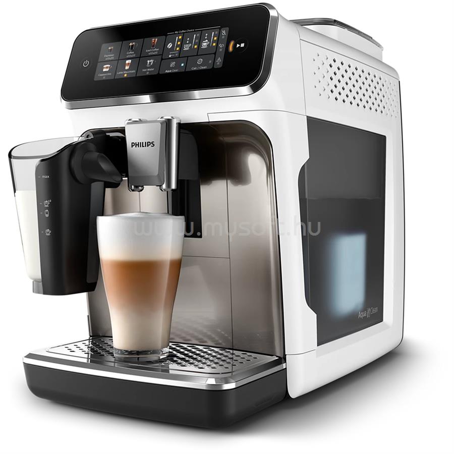 PHILIPS EP3343/90 3300 LatteGo tejhabosítóval automata kávéfőző (fehér-fekete)