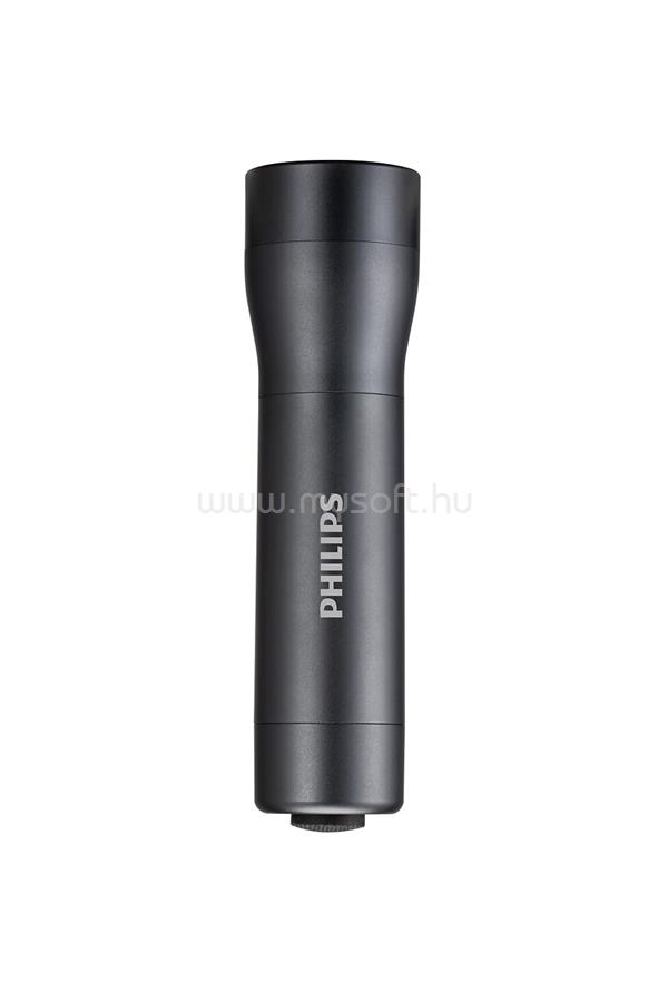 PHILIPS LED flashlight 4AAA, up to 170 lumens, 180 m beam distance, 6 / 12 hours runtime high/low mode, IPX4 water resistance, fixed blister packaging, includes batteries