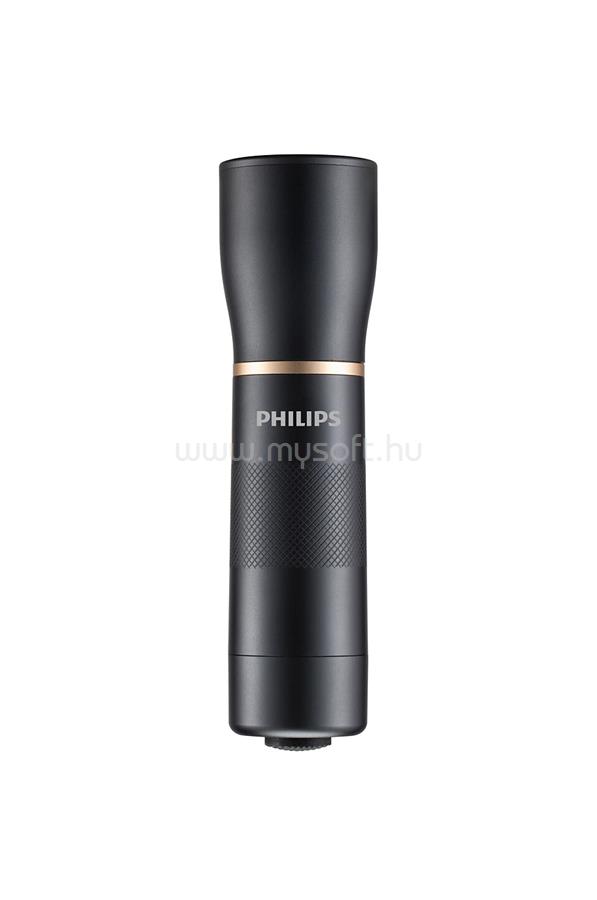 PHILIPS LED flashlight 4AAA, up to 600 lumens, 200 m beam distance, 2 / 6 / 25 hours runtime high/medium/low mode, IPX4 water resistance, fixed blister packaging, includes batteries