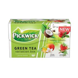 PICKWICK Zöld tea 20x1,5 g Zöld tea Gyümölcsös Variációk kókusz, vörösáfonya, eper-citromfű, mangó-jázmin PICKWICK_TEAZOLDGYUMVARI small