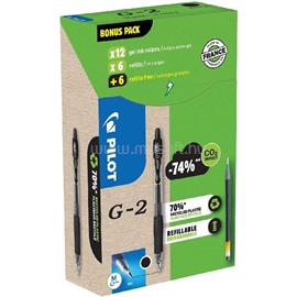 PILOT G2 Greenpack  0,7mm 12 db fekete betéttel zseléstoll BL-G2-7-B+BLS-G2-7-B-S12 small