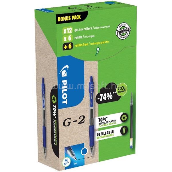 PILOT G2 Greenpack 0,7mm 12db kék betéttel zseléstoll