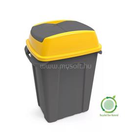 PLANET Szemetes kuka billenő fedéllel műanyag 70 literes HIPPO antracit/sárga PLANET_58298 small