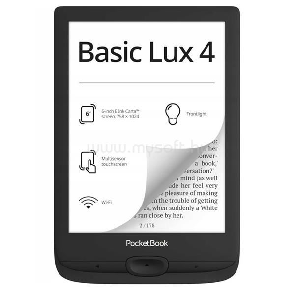 POCKETBOOK e-Reader - PB618 BASIC LUX4 (fekete, 6" E-Ink Carta, Cpu: 1GHz, 512MB, 8GB, 1300mAh, wifi, USB-C, mSD olvasó) PB618-P-WW large