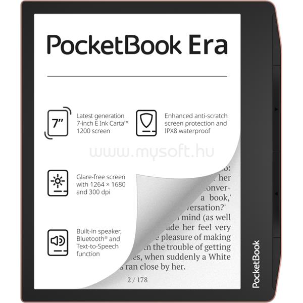 POCKETBOOK e-Reader - PB700 ERA (rézbarna, 7"E Ink Carta1200, Cpu: 1GHz, 64GB,1700mAh, wifi, B, USB-C, kép megvilágítás)