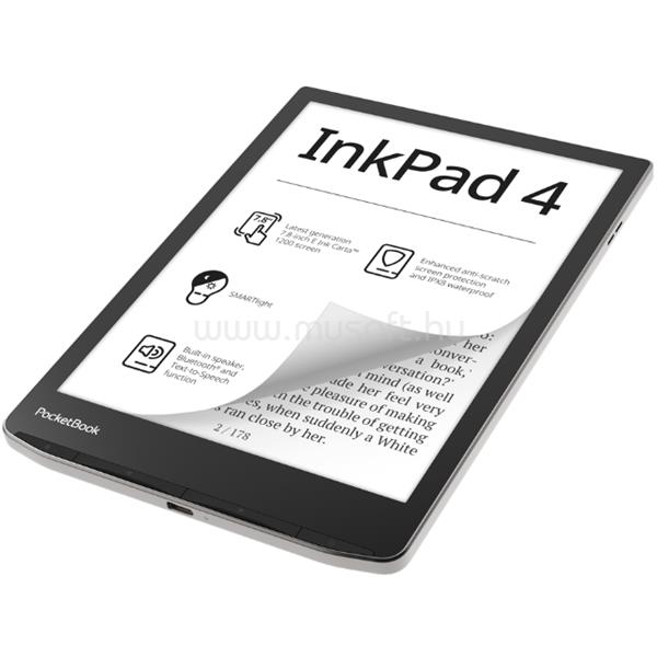 POCKETBOOK e-Reader - PB743G INKPad4 (ezüst, 7,8" E-Ink,háttérvilágítás, 2x1GHz,32GB,2000mAh,wifi, BT, mSD) PB743G-U-WW large