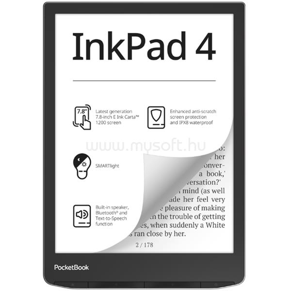 POCKETBOOK e-Reader - PB743G INKPad4 (ezüst, 7,8" E-Ink,háttérvilágítás, 2x1GHz,32GB,2000mAh,wifi, BT, mSD) PB743G-U-WW large