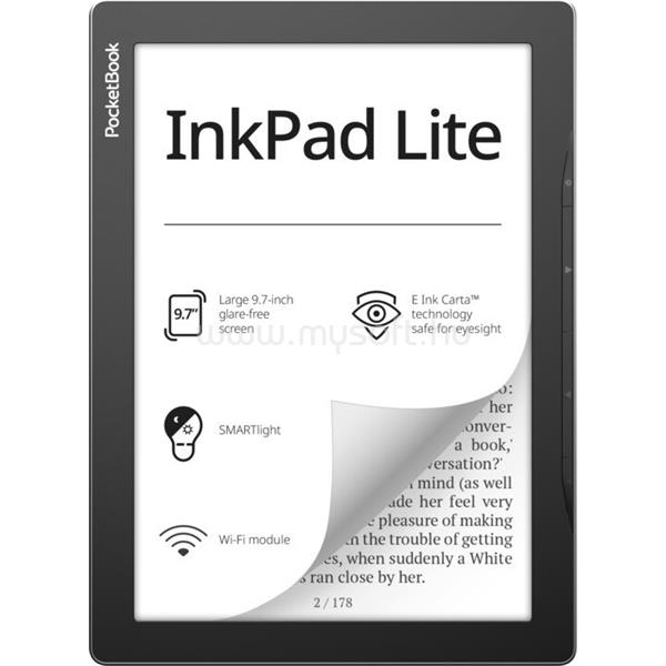 POCKETBOOK e-Reader - PB970 INKPad Lite Fekete (9,7" E-Ink,automata háttérvilágítás,Dual CPU: 2x1GHz, 512MB, 8GB, 2200mAh, wifi, USB Type-C, mSD olvasó)