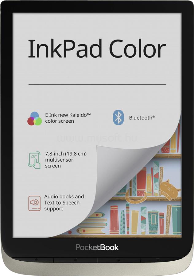 POCKETBOOK e-Reader - InkPad Color (7,8" E-Ink Kaleido Plus, Cpu: 2x 1 GHz, 1GB, 16GB, 2900mAH, wifi, mUSB, mSD olvasó)