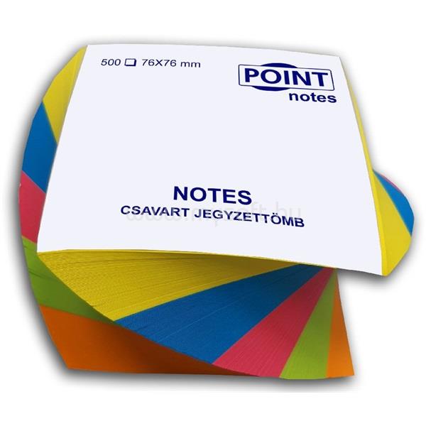 POINT 76x76 mm 500 lapos élénk színű csavart jegyzettömb