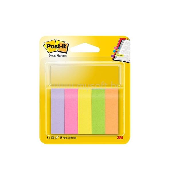 POST-IT 15x50mm 5x100lap neon papír jelölőlap