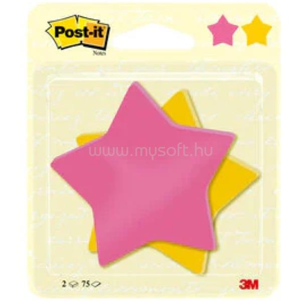 POST-IT Csillag alakú 2x75lap 70,5x70,5mm öntapadó jegyzettömb