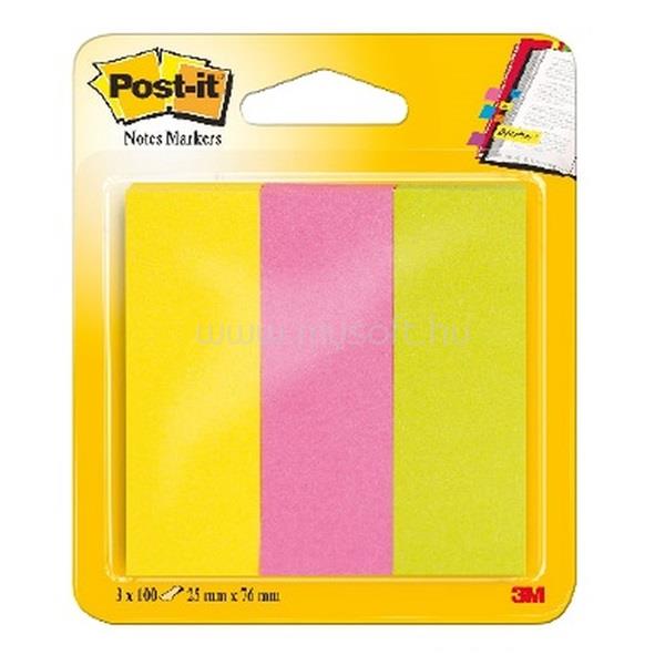 POST-IT Post-i 25x76mm 3 szín/csomag hagyományos színes jelölőlap