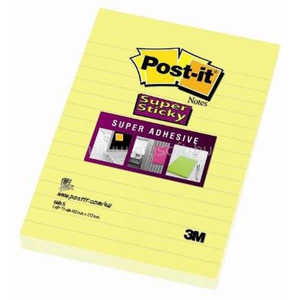 POST-IT Super Sticky 102x152mm vonalas 75 lapos nárciszsárga jegyzettömb