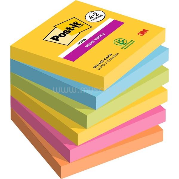 POST-IT Super Sticky Carnival 76x76mm  90lapos 4+2db  vegyes jegyzettömb