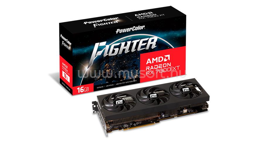 POWERCOLOR Videokártya AMD Radeon RX 7800 XT Fighter 16GB GDDR6 OC
