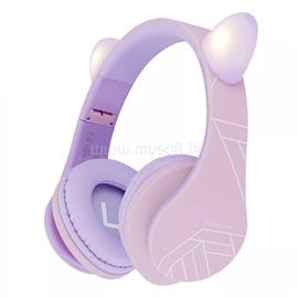 POWERLOCUS P2 Bluetooth fejhallgató gyerekeknek, beépített hangerőlimit funkció (lila/rózsaszín) pwl-p2kidscat-purplepink small