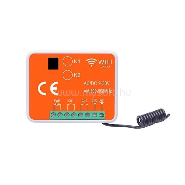 PRC IR RxUni-WIFI, univerzális, 2 csatornás,TUYA wifi vevőegység, 300-868 MHz