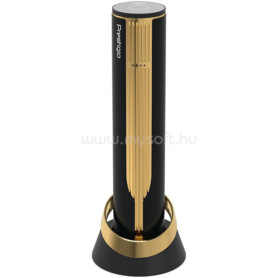 PRESTIGIO Maggiore, smart wine opener, 100% automatic, opens up to 70 bottles without recharging, foil cutter included, premium design, 480mAh battery, Dimensions D 48*H228mm, black + gold color.