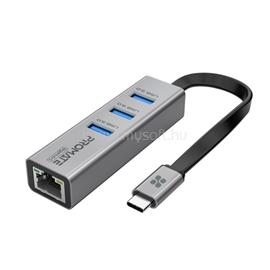 PROMATE USB Hub - GIGAHUB C (USB-C 4in1 HUB, RJ45, 2xUSB 3.0, SD,mSD, szürke) GIGAHUB-C small