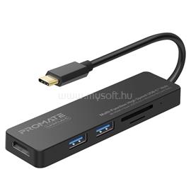 PROMATE USB Hub - LINKHUB C (USB-C 5in1 HUB, 1x4K HDMI, 2xUSB 3.0, SD,mSD, fekete) LINKHUB-C small
