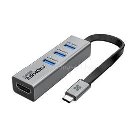 PROMATE USB Hub - MEDIAHUB C3 (USB-C 4in1 HUB, 1x4K HDMI, 2xUSB 3.0, SD,mSD, szürke) MEDIAHUB-C3 small