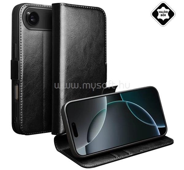 QIALINO iPhone Air QIALINO tok álló, valódi bőr FLIP, asztali tartó, FEKETE