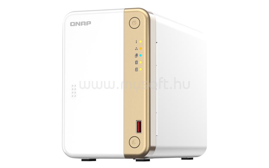 QNAP NAS 2 fiókos TS-262-4G 2x2.9 GHz, 4GB RAM, 1x2.5GbE, 2xUSB3.2, 2xUSB2.0