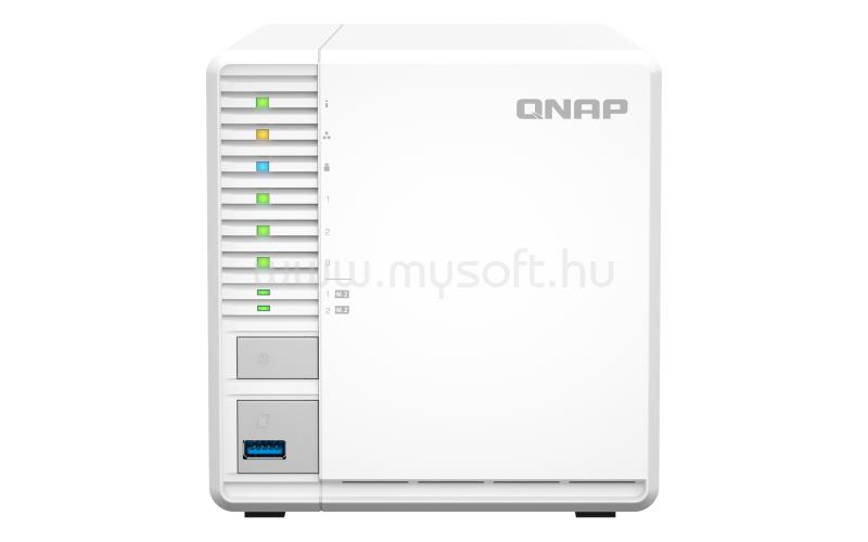 QNAP NAS 3 fiókos TS-364-4G N5095 Celeron 4x2.9 GHz, 4GB DDR4 RAM, 1x2.5GbE, 1xUSB3.2, 2xUSB3.2