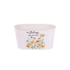 QX IMPEX KFT IRIS bádog kaspó ovál, margaréta mintás, fehér 23 x 12 cm QX_IMPEX_KFT_081113 small