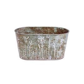 QX IMPEX KFT IRIS bádog kaspó ovál, pitypangos, rozsdás 23 cm QX_IMPEX_KFT_081086 small