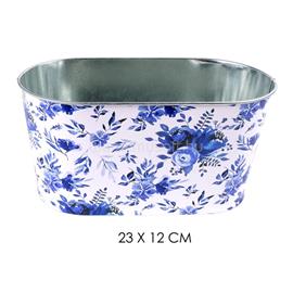 QX IMPEX KFT IRIS bádog kaspó ovál kék virág 23x12cm QX_IMPEX_KFT_81030 small