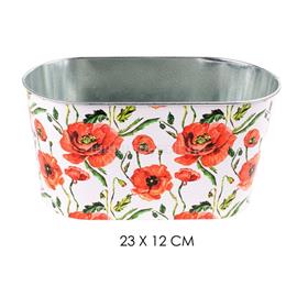 QX IMPEX KFT IRIS bádog kaspó ovál pir pipacs 23x12cm QX_IMPEX_KFT_81044 small